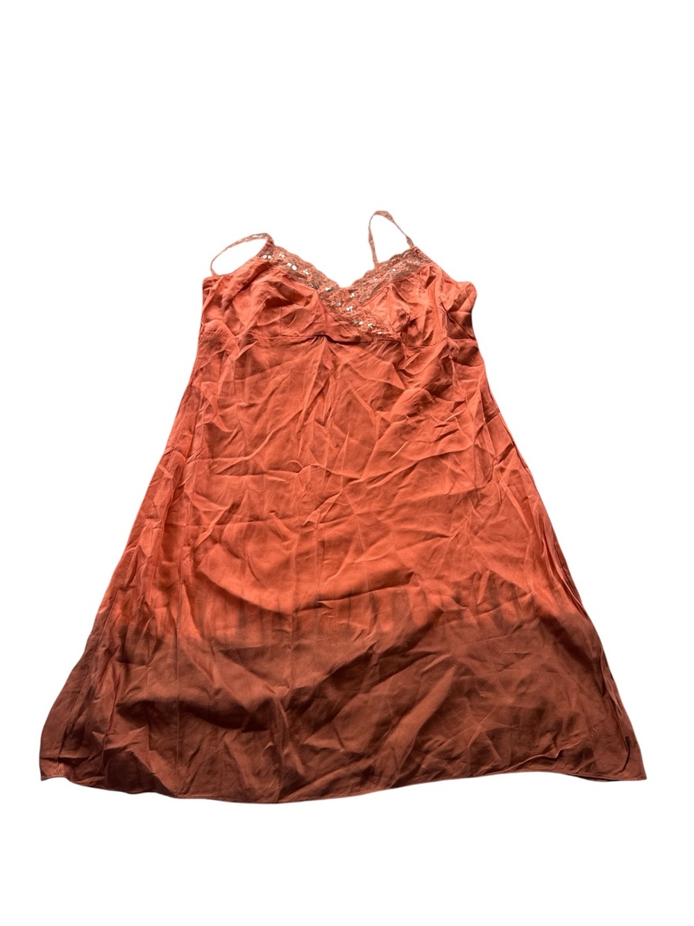 Women’s Valerie Steven’s silk Lace-Trim Slip Dress in Orange ombré xl